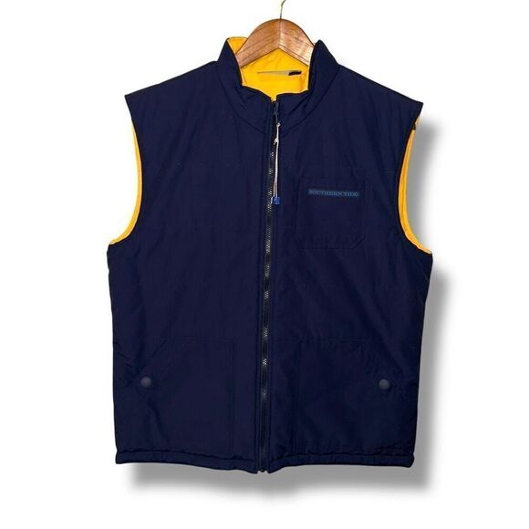Southern Tide Navy Blue & Yellow Reversible Gilet Vest Size M - Picture 1 of 12